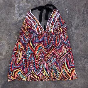 Lucky Brand Tankini Med Top. Ties at Neck & Back